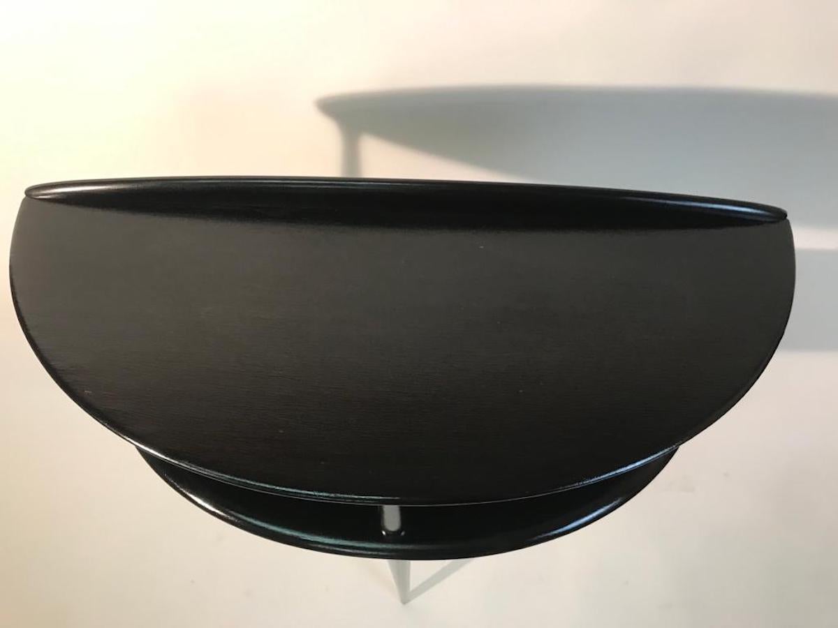 Italian half moon shaped consolle black laquered wood since 1950s For Sale 5