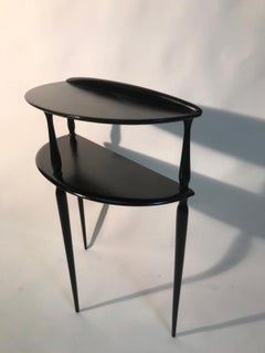Italian half moon shaped consolle black laquered wood since 1950s