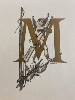Italian Contemporary "Arts & Crafts Fonts" Print with Pure Gold Leaf, 4 of 5