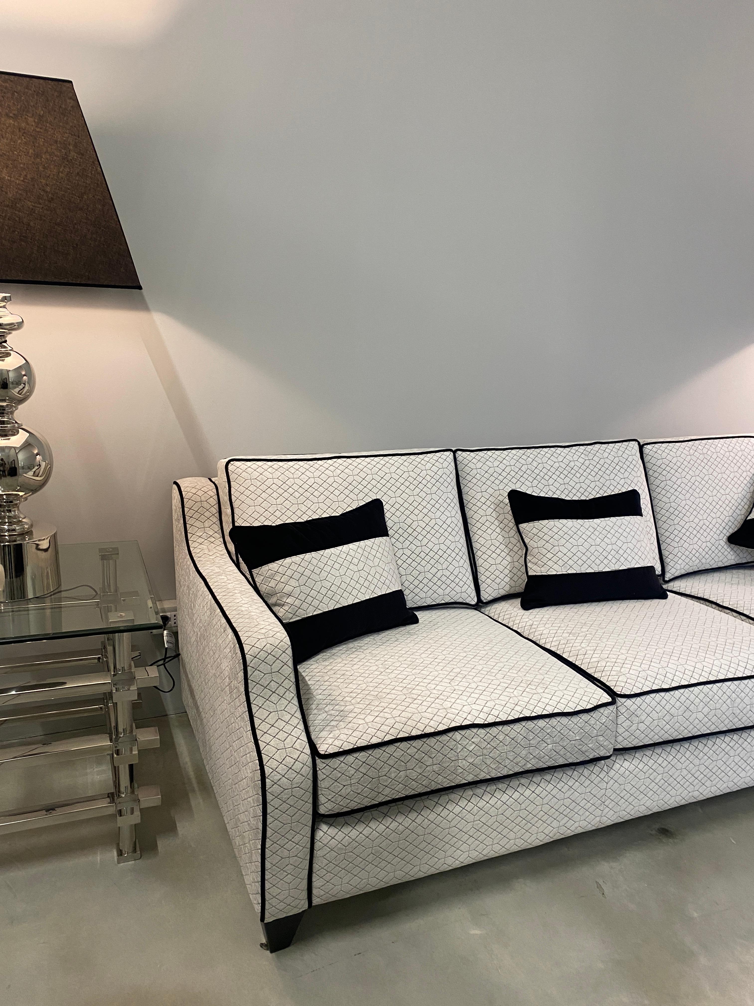 Italian Contemporary Black and Light Grey Velvet Three-seater Sofa For Sale 13