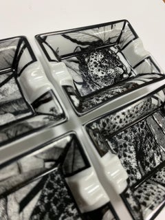 Italian Contemporary "Black and Wild" collection Jaguar Porcelaine Ashtray