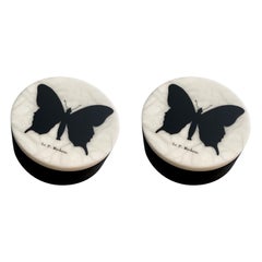 Italian Contemporary "Black and Wild" Butterfly Alabaster Box - 1 of 2