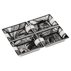 Italian Contemporary "Black and Wild" collection Jaguar Porcelaine Ashtray