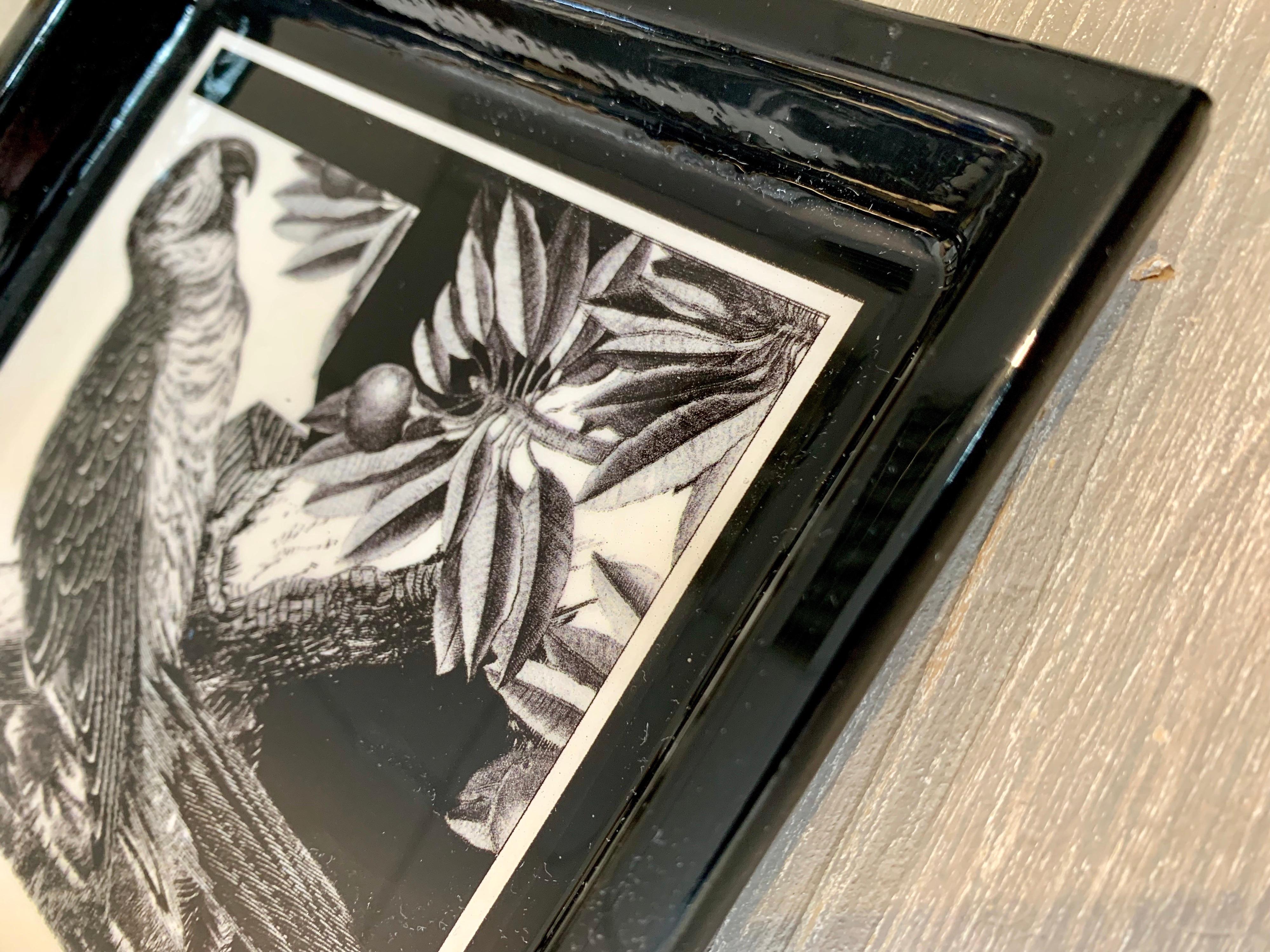 Plateau de poche italien contemporain en résine perroquet de la collection « Noir et sauvage » en vente 1