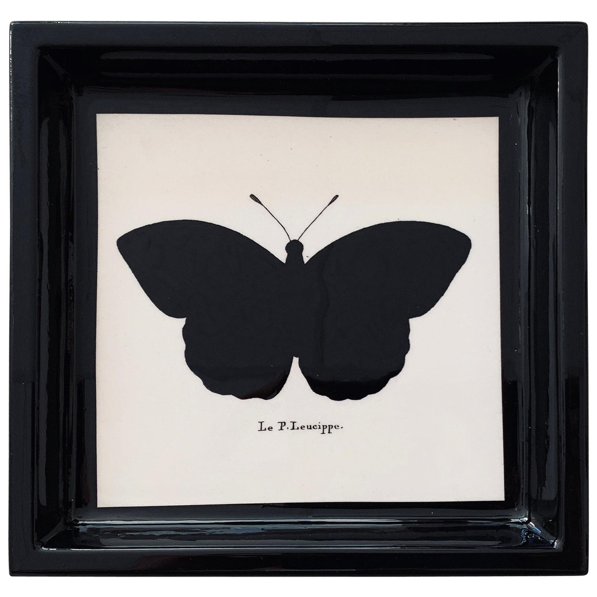 Italian Contemporary "Black and Wild" Collection Butterfly Resin Pocket Tray