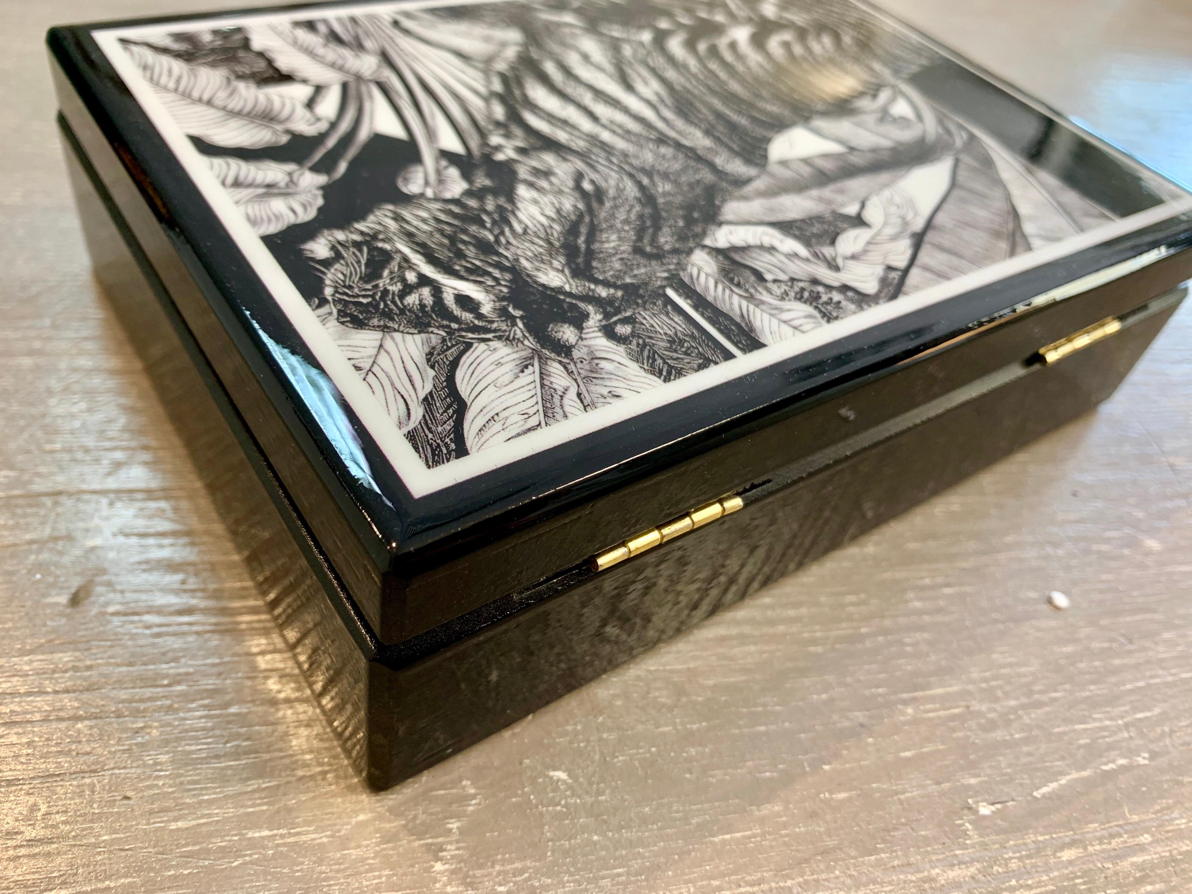 Caja de Madera de Tigre Contemporánea Italiana Colección 