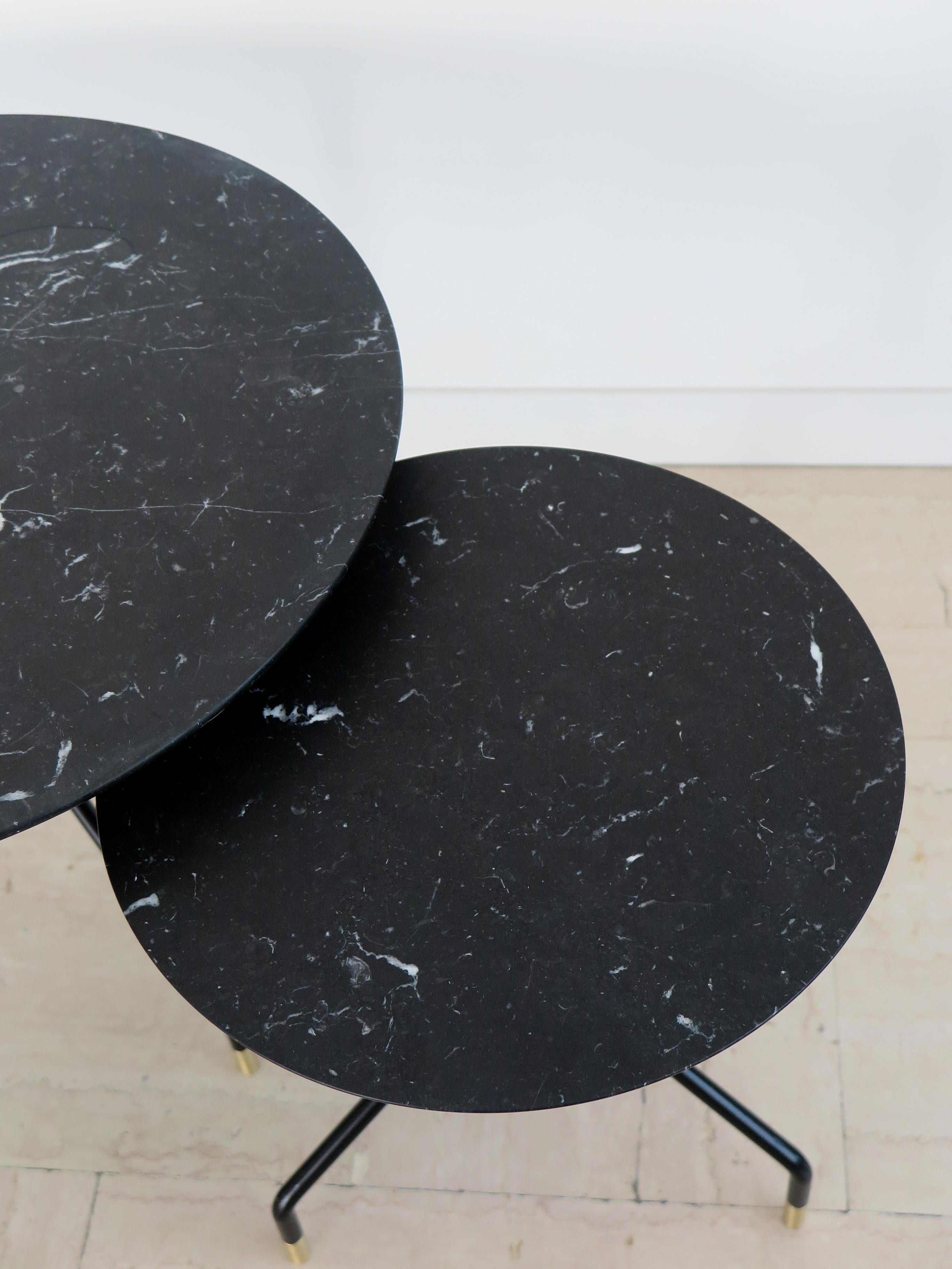 Varnished Italian Contemporary Black Marble Coffee Tables Set New Design Capperidicasa For Sale