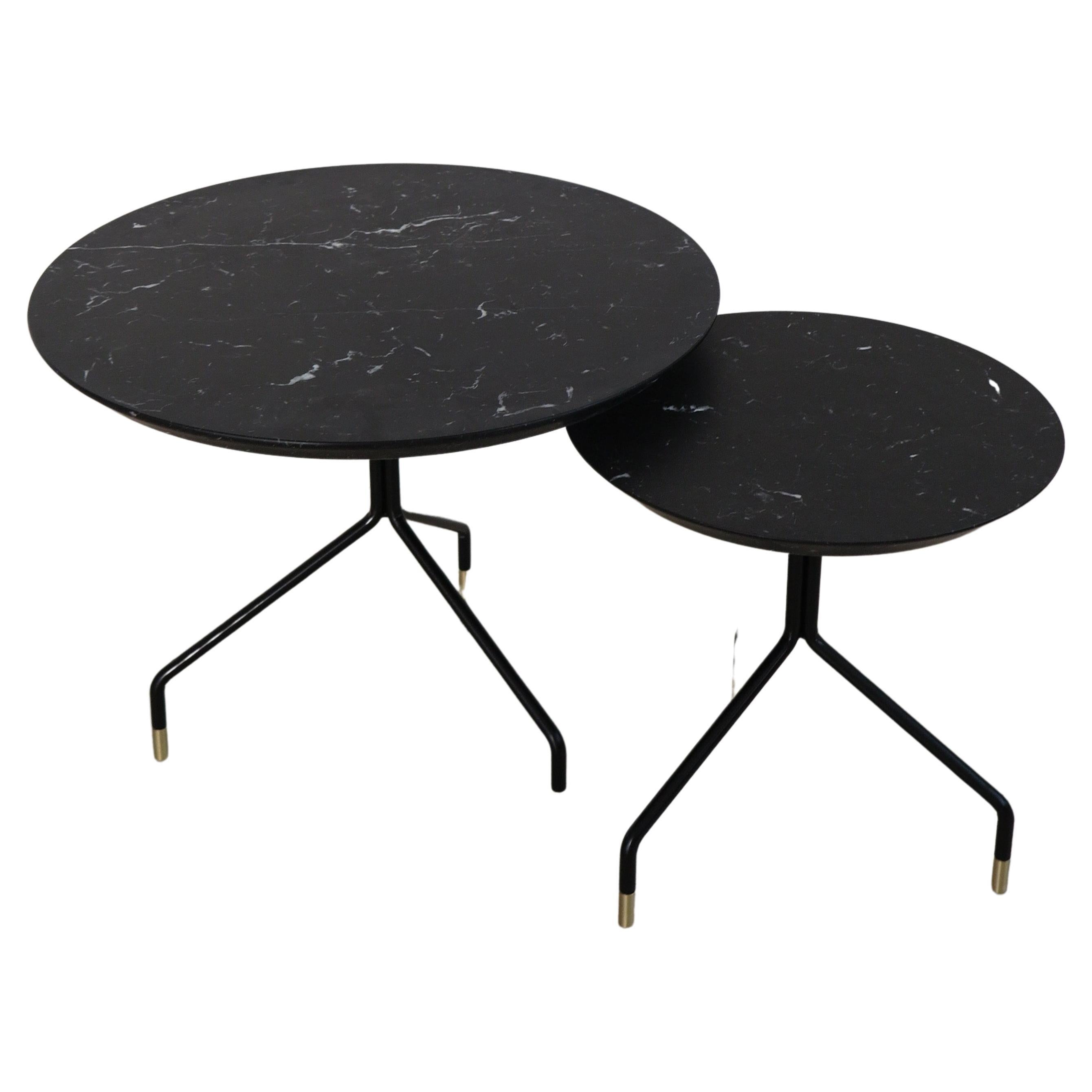 Italian Contemporary Black Marble Coffee Tables Set New Design Capperidicasa For Sale