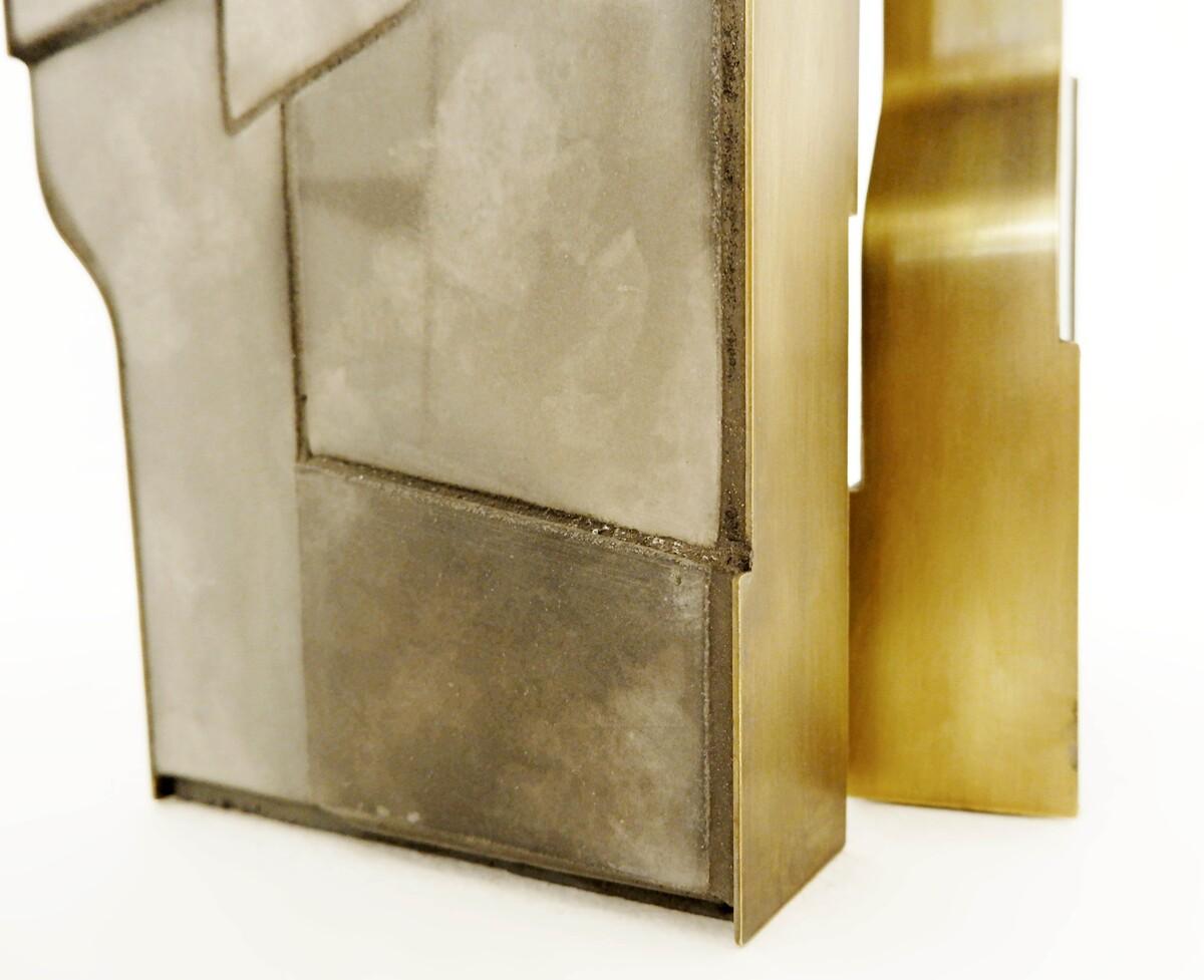 Italian Contemporary Brass and Ceramic Side Table, 2 Available   4