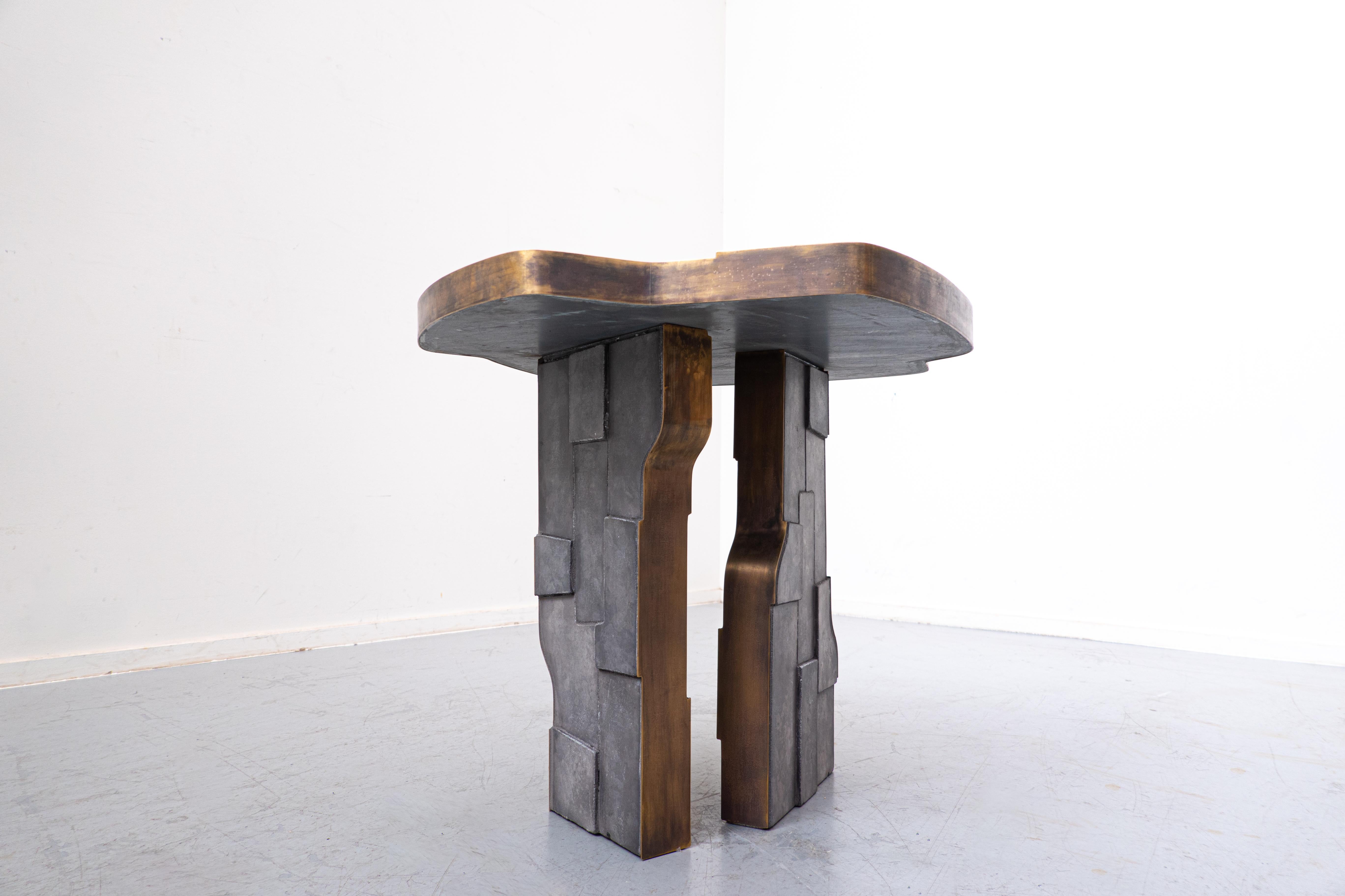 Modern Italian Contemporary Brass and Ceramic Side Table  For Sale