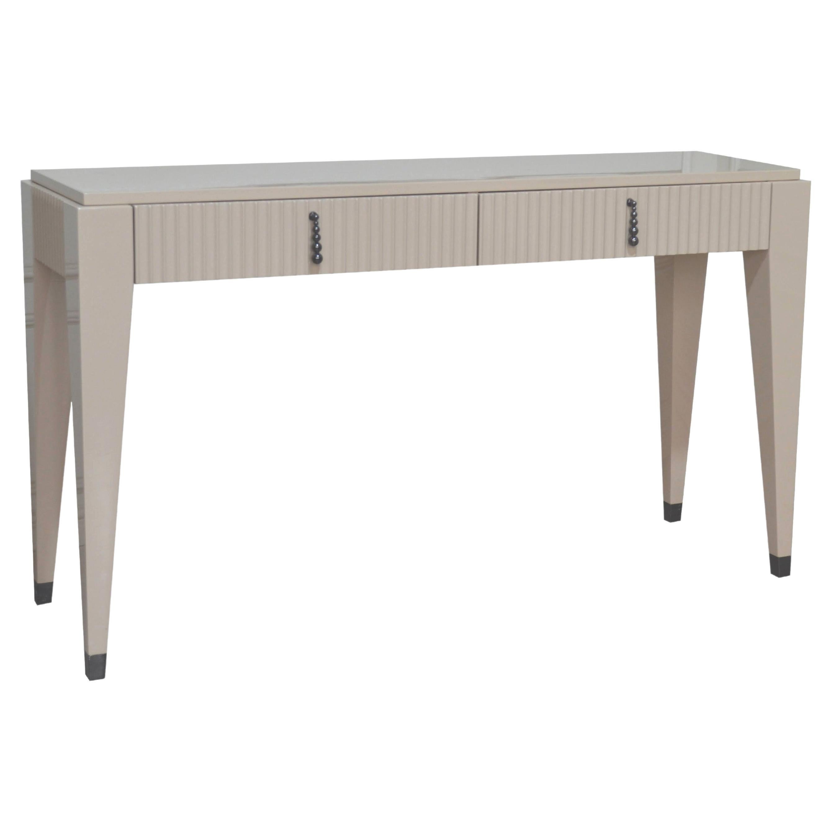 Italian Contemporary Cappuccino High-Gloss Console/Writing Desk with Two Drawers For Sale