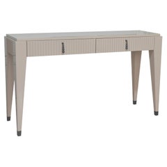 Italian Contemporary Cappuccino High-Gloss Console/Writing Desk with Two Drawers