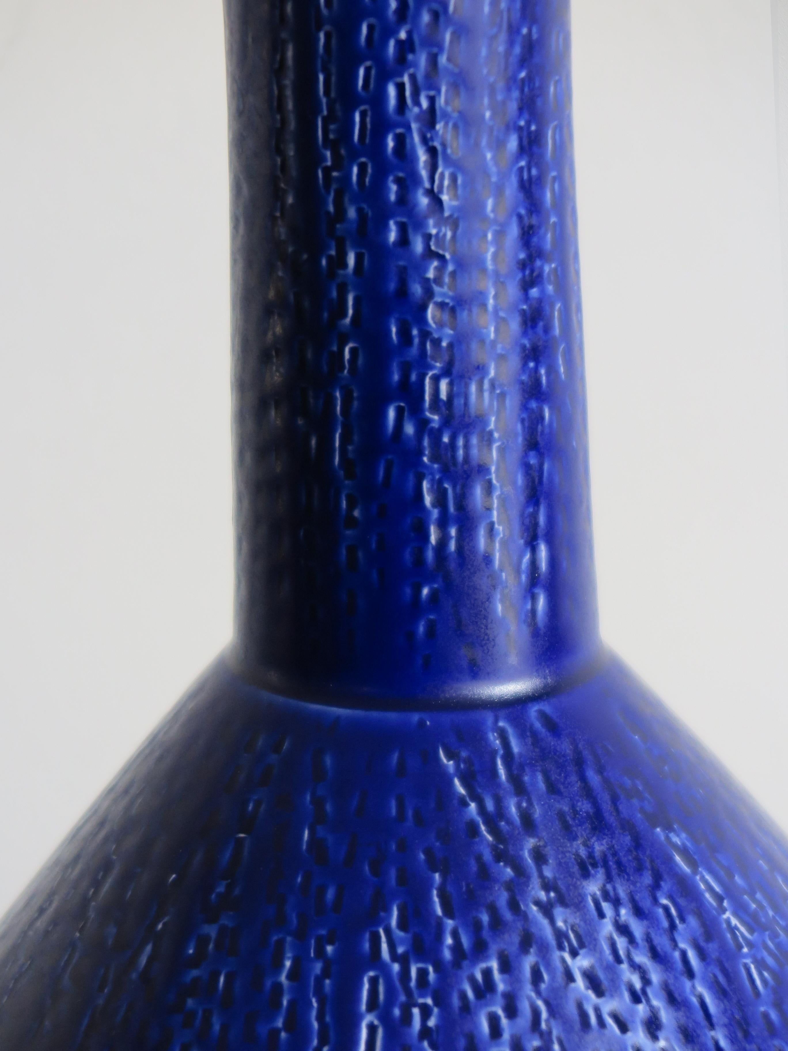 Painted Italian Contemporary Ceramic Blue Vase Designed by Capperidicasa For Sale