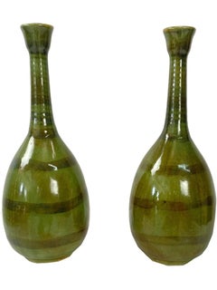 Italian Contemporary Crackle-Glazed Ceramic Vase Pair, Modern Decor