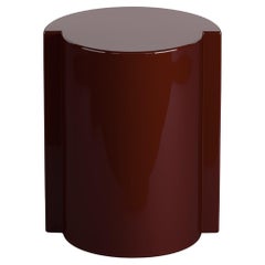 Italian Contemporary Cylindrical Deconstructed Side Table Stool Red Burgundy
