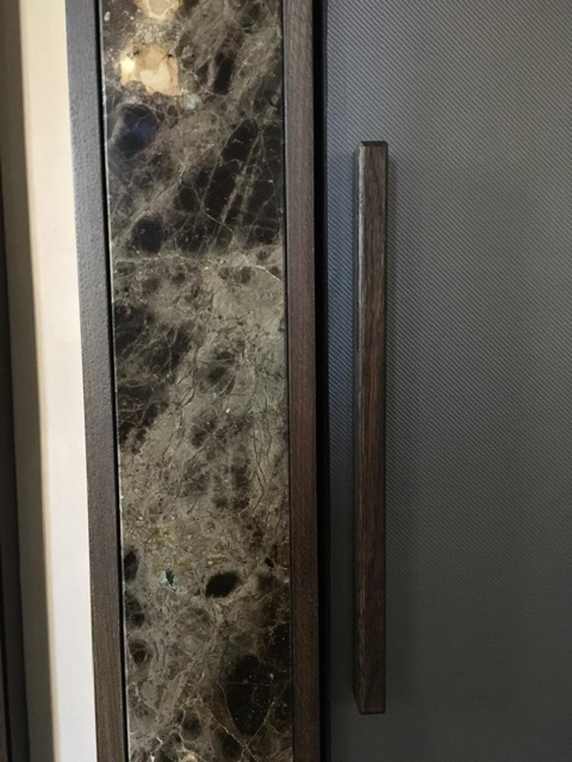 Italian Contemporary Design Black Marble and Oak Wood Wardrobe For Sale 2