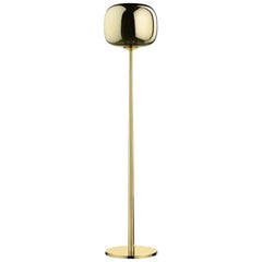 Italian Contemporary Design Ghidini 1961 Brass Floor Lamp with Metalized Glass