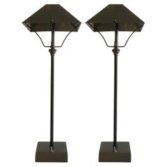 Italian Contemporary Design Pair Burnished Brass Cordless Table Lamps