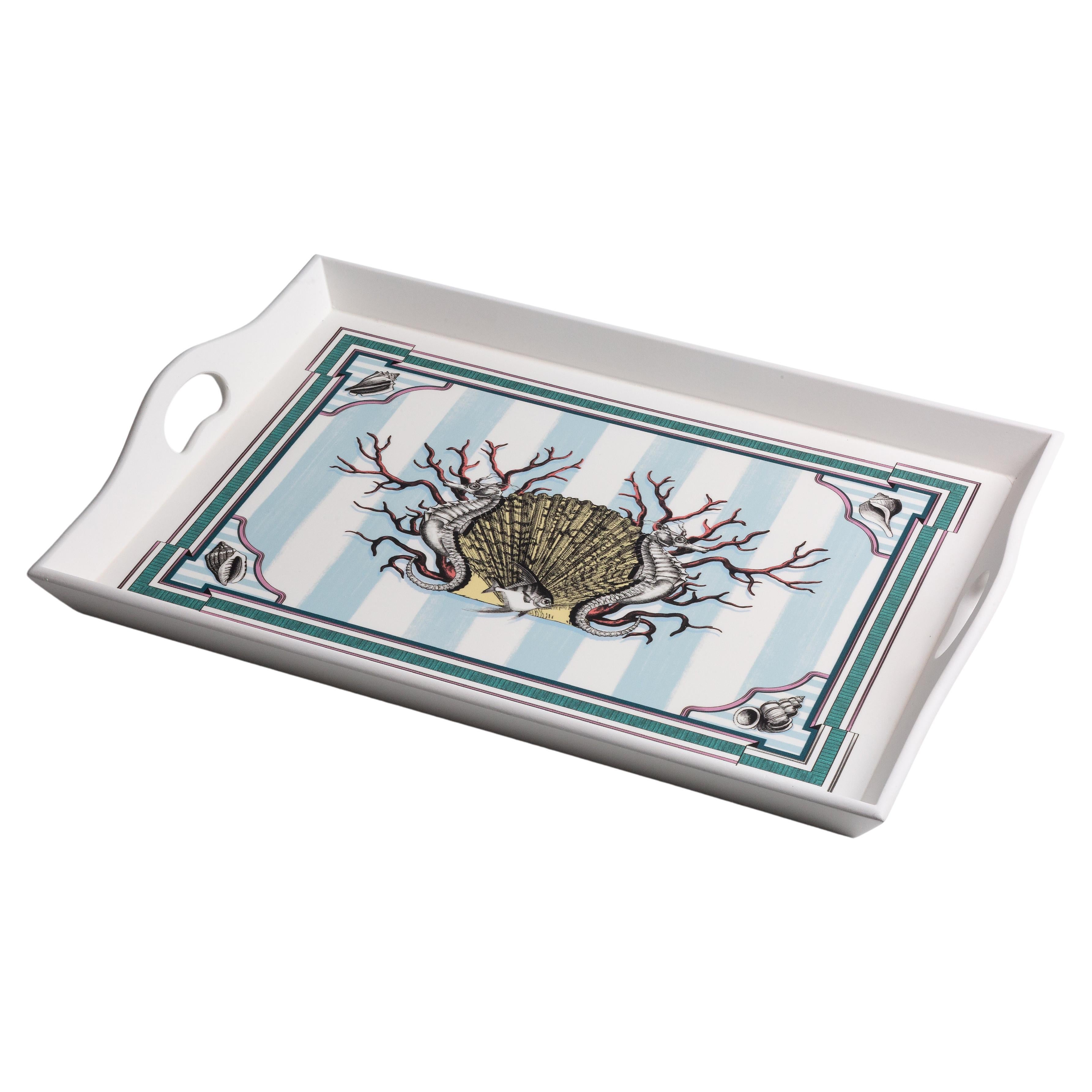 Italian Contemporary "Habitat Collection" Coral & Shell Resin Tray