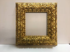 Italian Contemporary Hand-Carved Wood Frame with Gold Leaf Cover