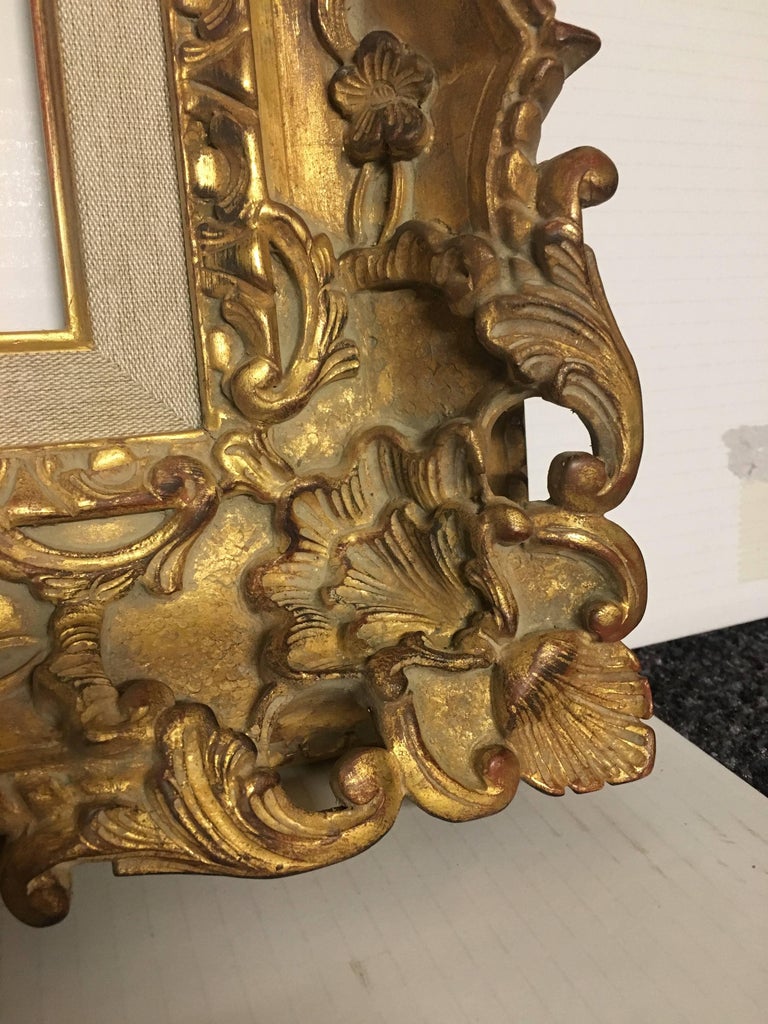 Italian Contemporary HandCarved Wood Frame with Gold Leaf Cover