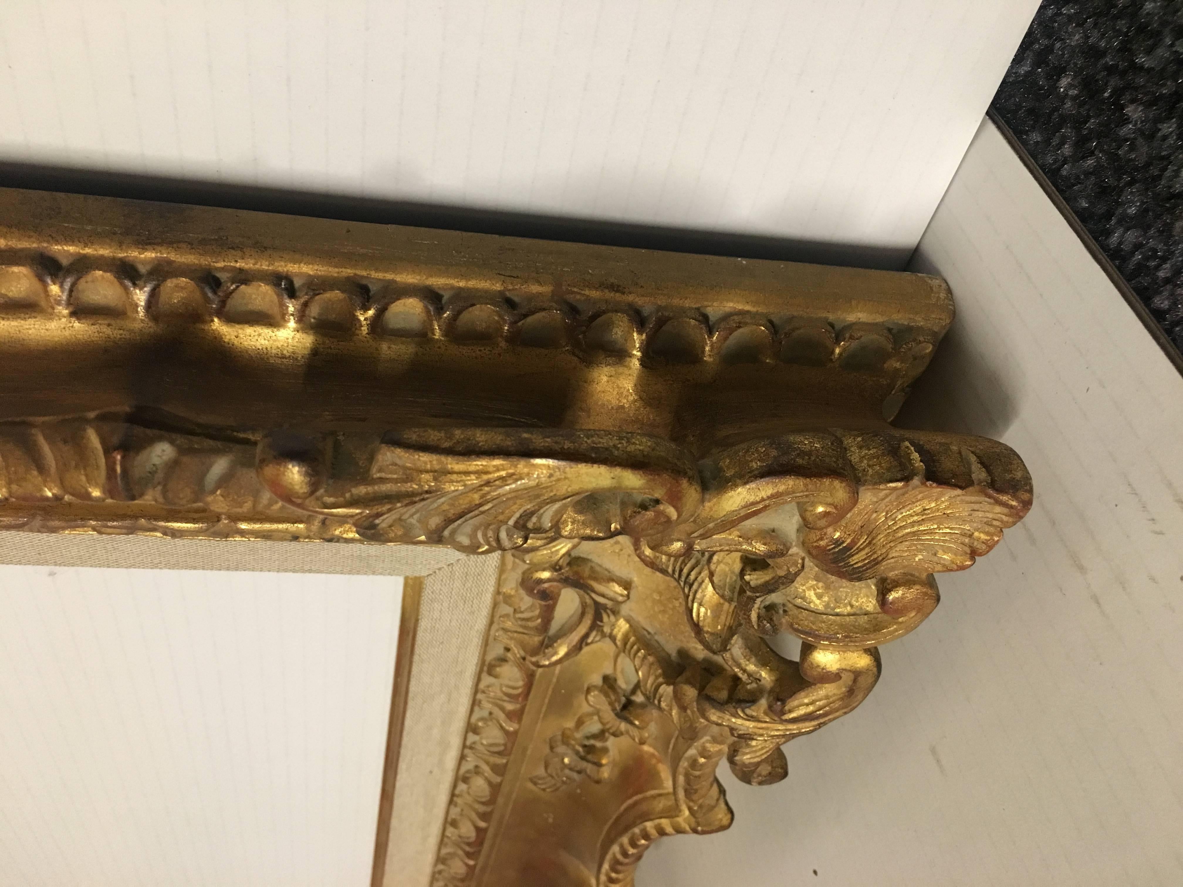 Italian Contemporary Hand-Carved Wood Frame with Gold Leaf Cover, Custom Sizes In Excellent Condition For Sale In Prato, IT