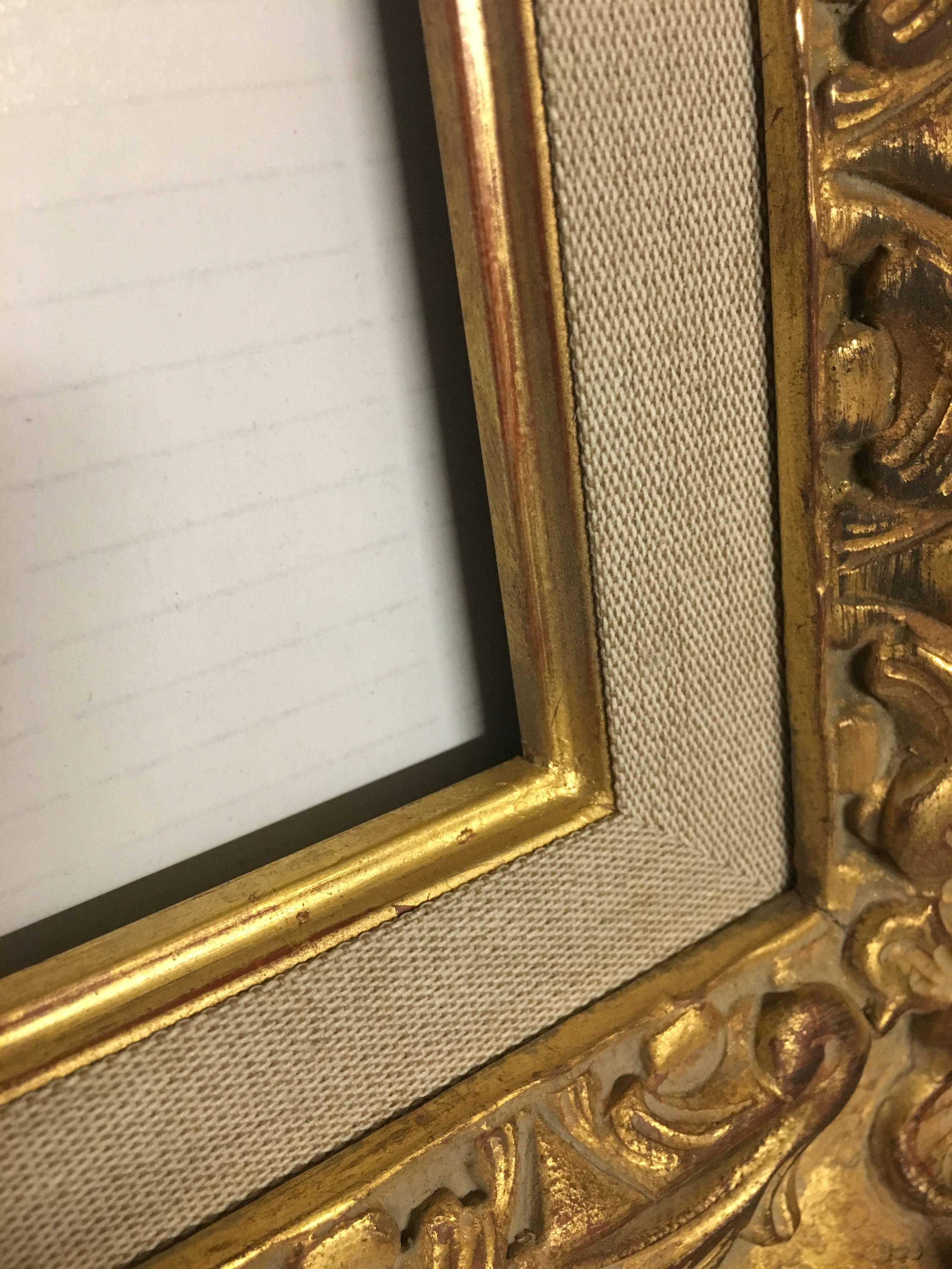 Giltwood Italian Contemporary Hand-Carved Wood Frame with Gold Leaf Cover, Custom Sizes For Sale