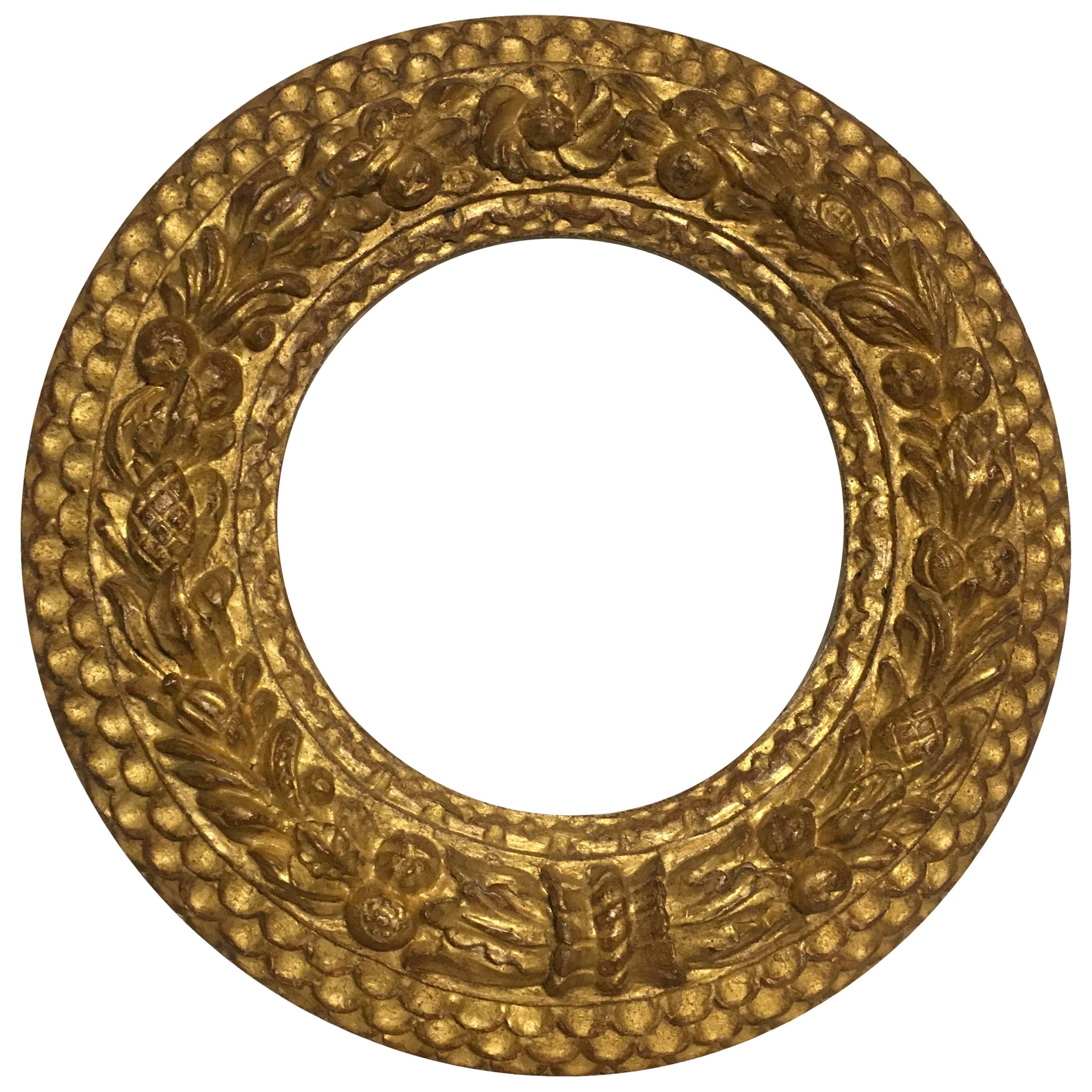 Italian Contemporary Hand-Carved Wood Frame with Gold Leaf Cover, Custom Sizes