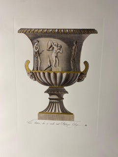 Vase antique italien contemporain coloré à la main crème et or 1 de 4