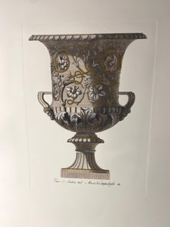 Vase antique italien contemporain coloré à la main crème et or 2 de 4
