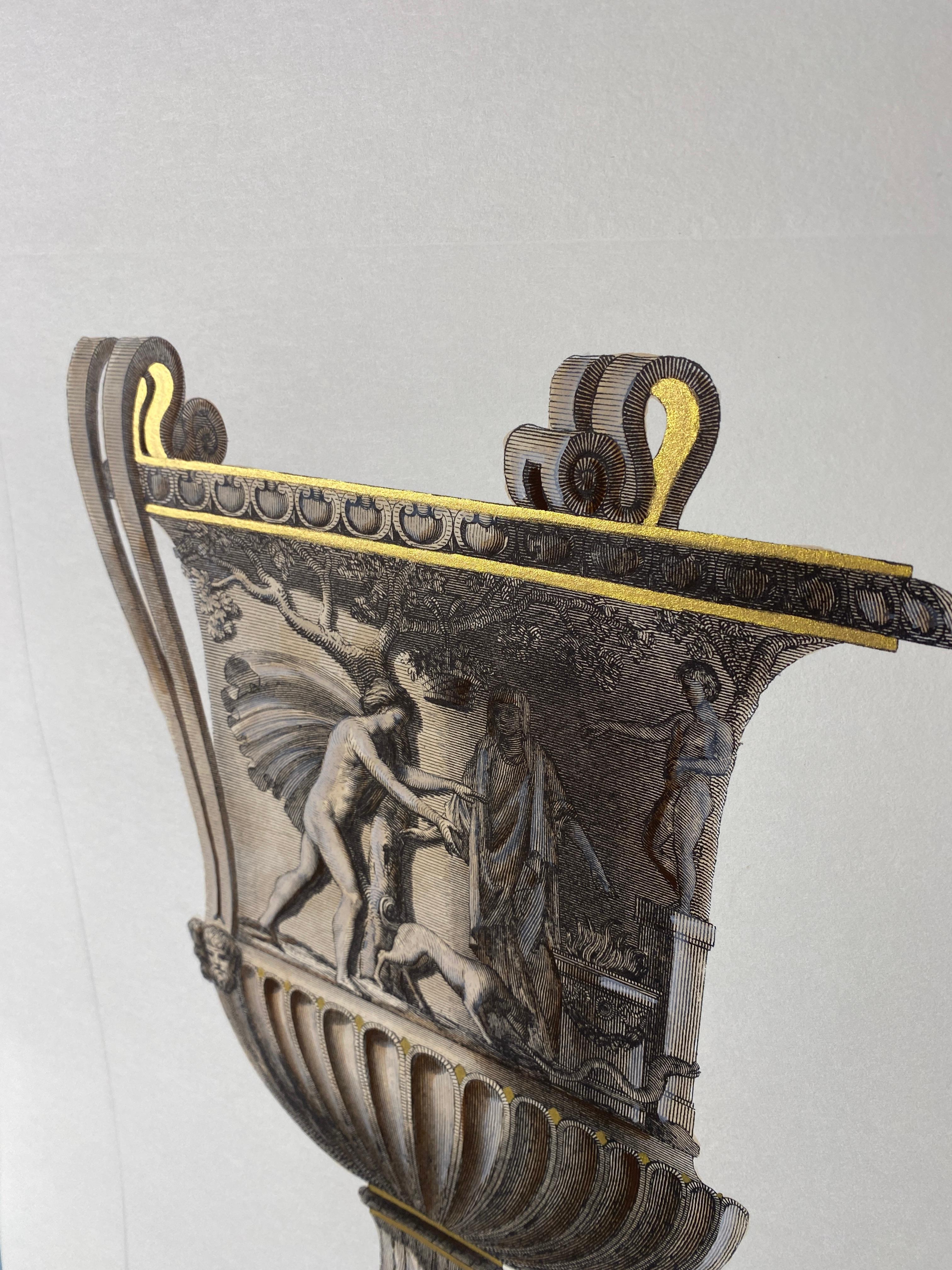 Italienische Contemporary Hand gefärbt Creme und Gold antike Vase Drucken 4 von 4 im Zustand „Neu“ im Angebot in Scandicci, Florence