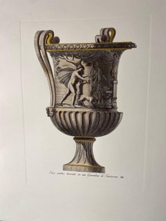 Vase antique italien contemporain coloré à la main crème et or Lot de 4