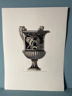 Italian Contemporary Hand Colored Deep Black Antique Vase Print 4 of 4