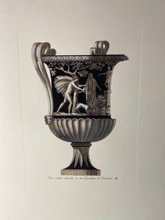 Vase italien contemporain coloré à la main, noir profond, impression antique Lot de 4