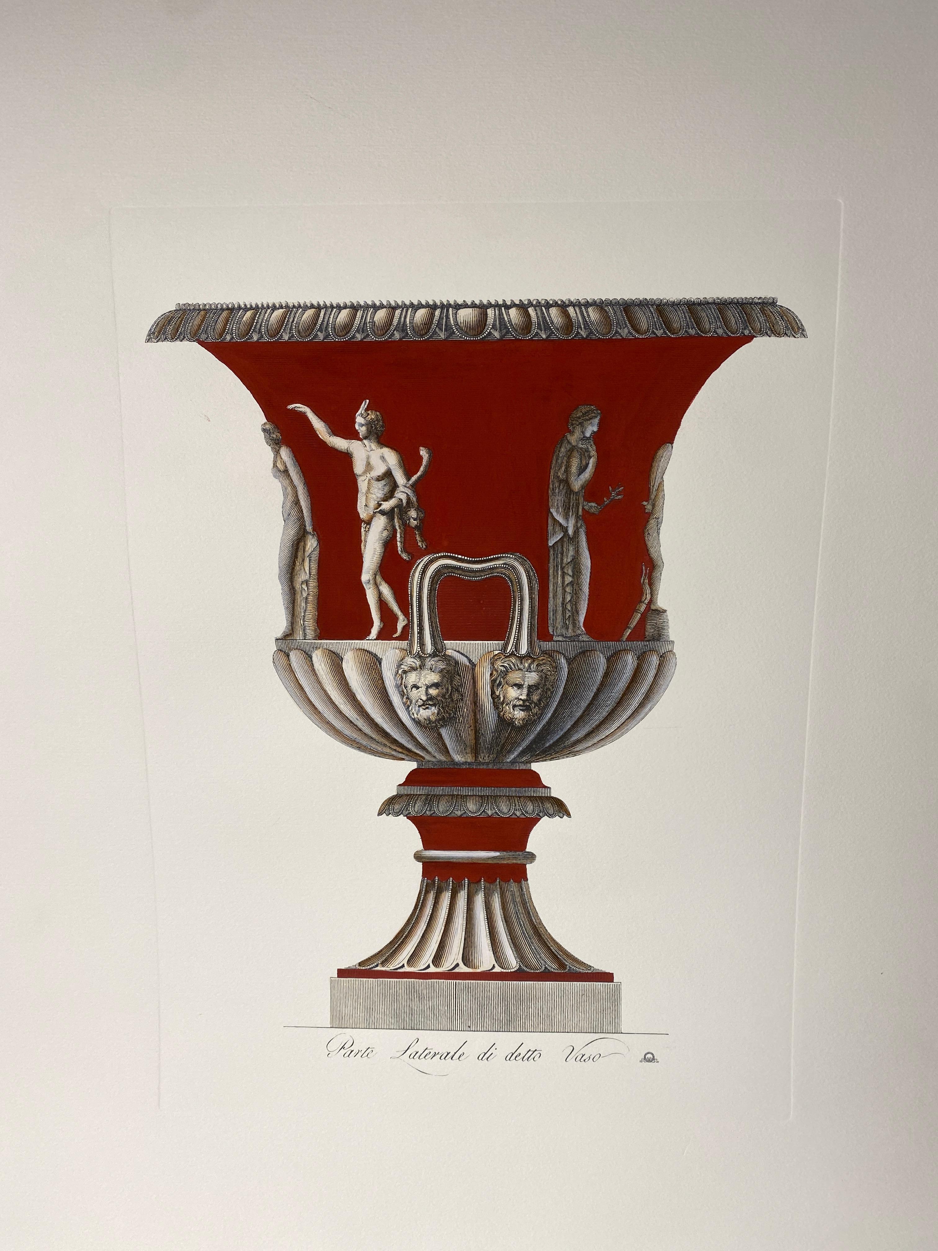 Italienische Contemporary Hand Colored Pompeian Red Antique Vase Drucken 2 von 2 im Zustand „Neu“ im Angebot in Scandicci, Florence