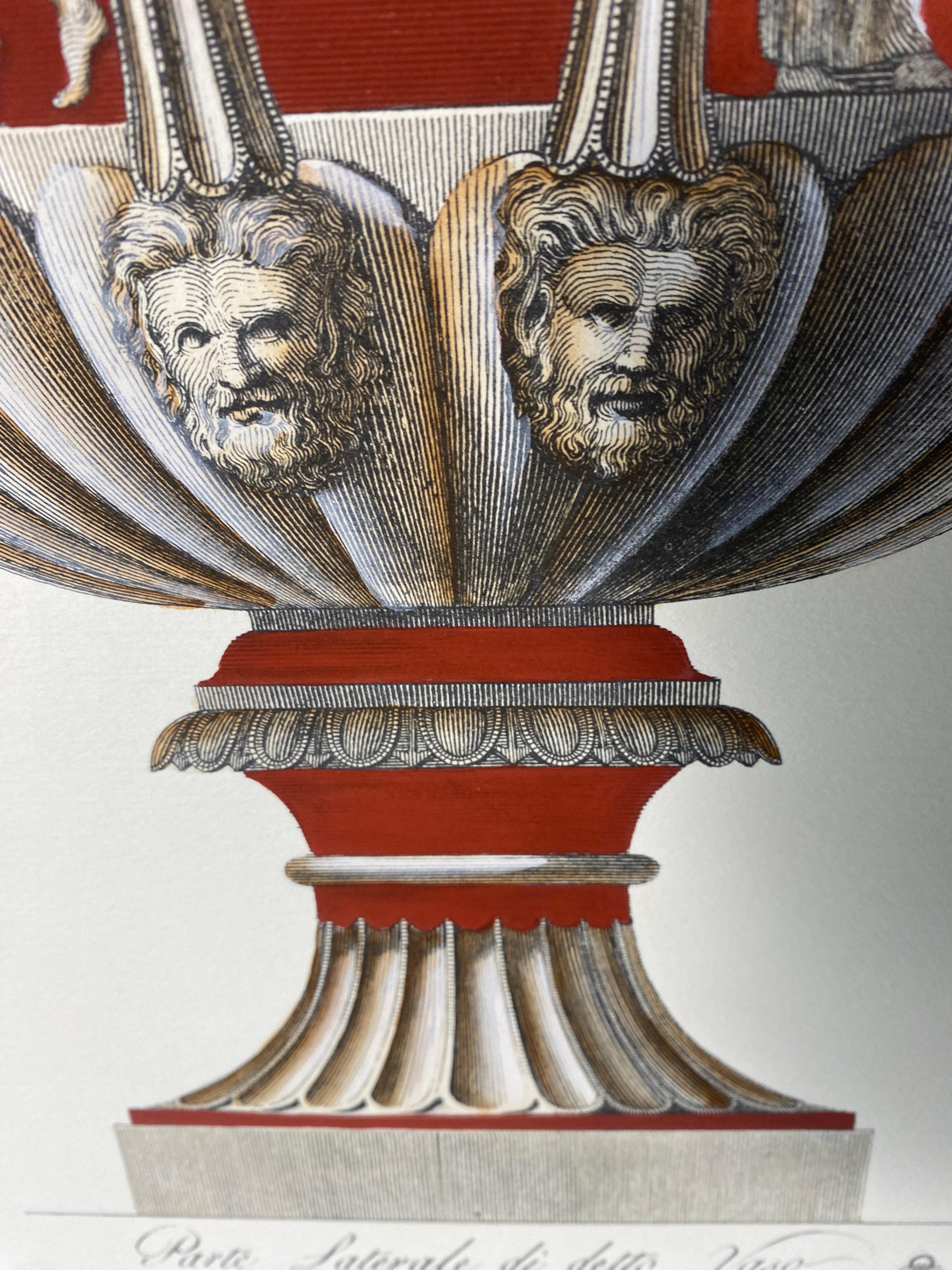 Italienische Contemporary Hand Colored Pompeian Red Antique Vase Drucken 2 von 2 im Angebot 1
