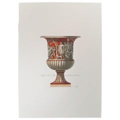 Vaso antico italiano contemporaneo colorato a mano rosso pompeiano Stampa 2 di 2