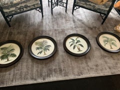 Italian Contemporary Hand Colored Print with Round Black Handmade Wooden Frame