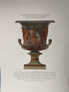 Vase romain contemporain italien coloré à la main en rouge et bleu G.B Piranesi 1 de 2