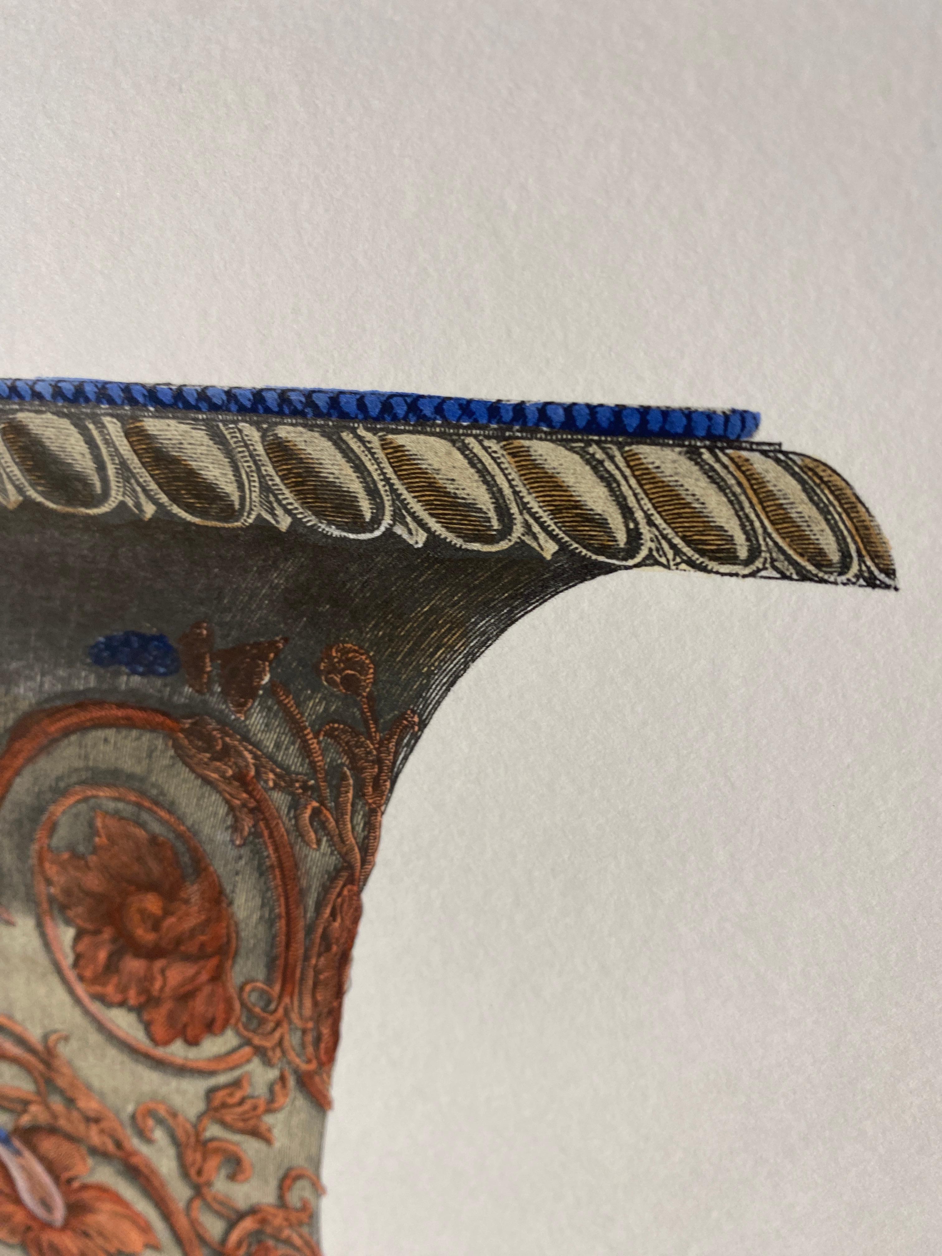 Italian Contemporary Hand Coloured Red Blue Roman Vase Print G.B Piranesi 2 of 2 For Sale 4