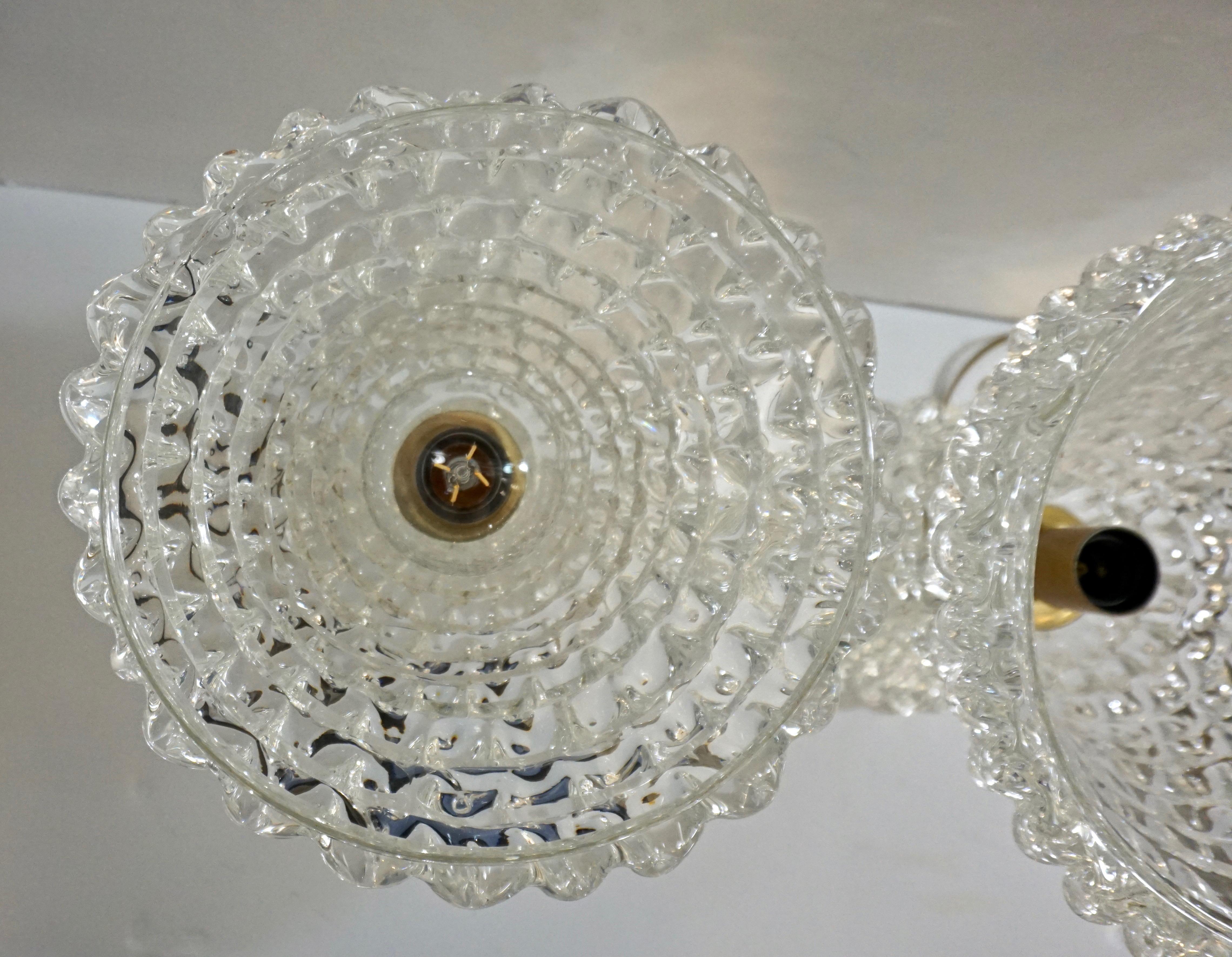 Italian Contemporary Hand Craft Pair of Crystal Rostrato Murano Glass Lamps 6