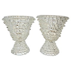 Pareja de Lámparas de Cristal Rostrato de Murano Artesanales Contemporáneas Italianas