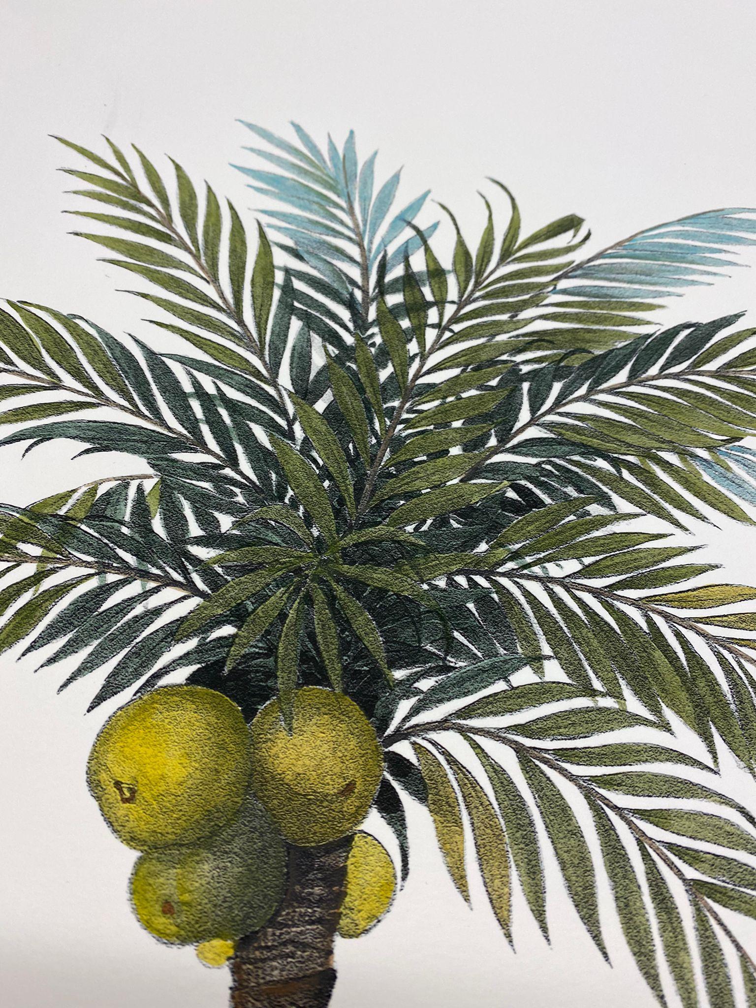 Italiano Stampa botanica contemporanea italiana dipinta a mano di grandi dimensioni 