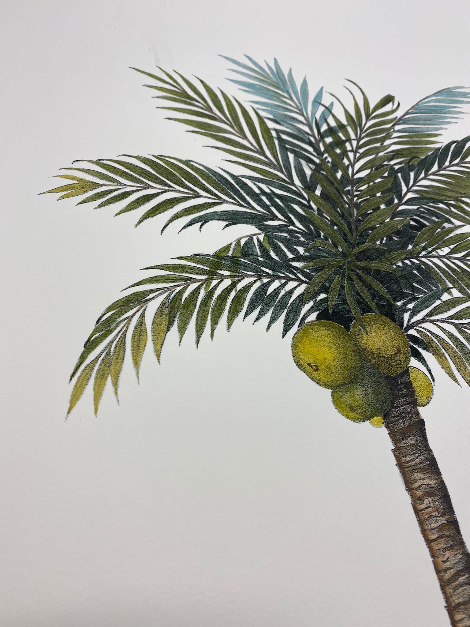 Stampa botanica contemporanea italiana dipinta a mano di grandi dimensioni 