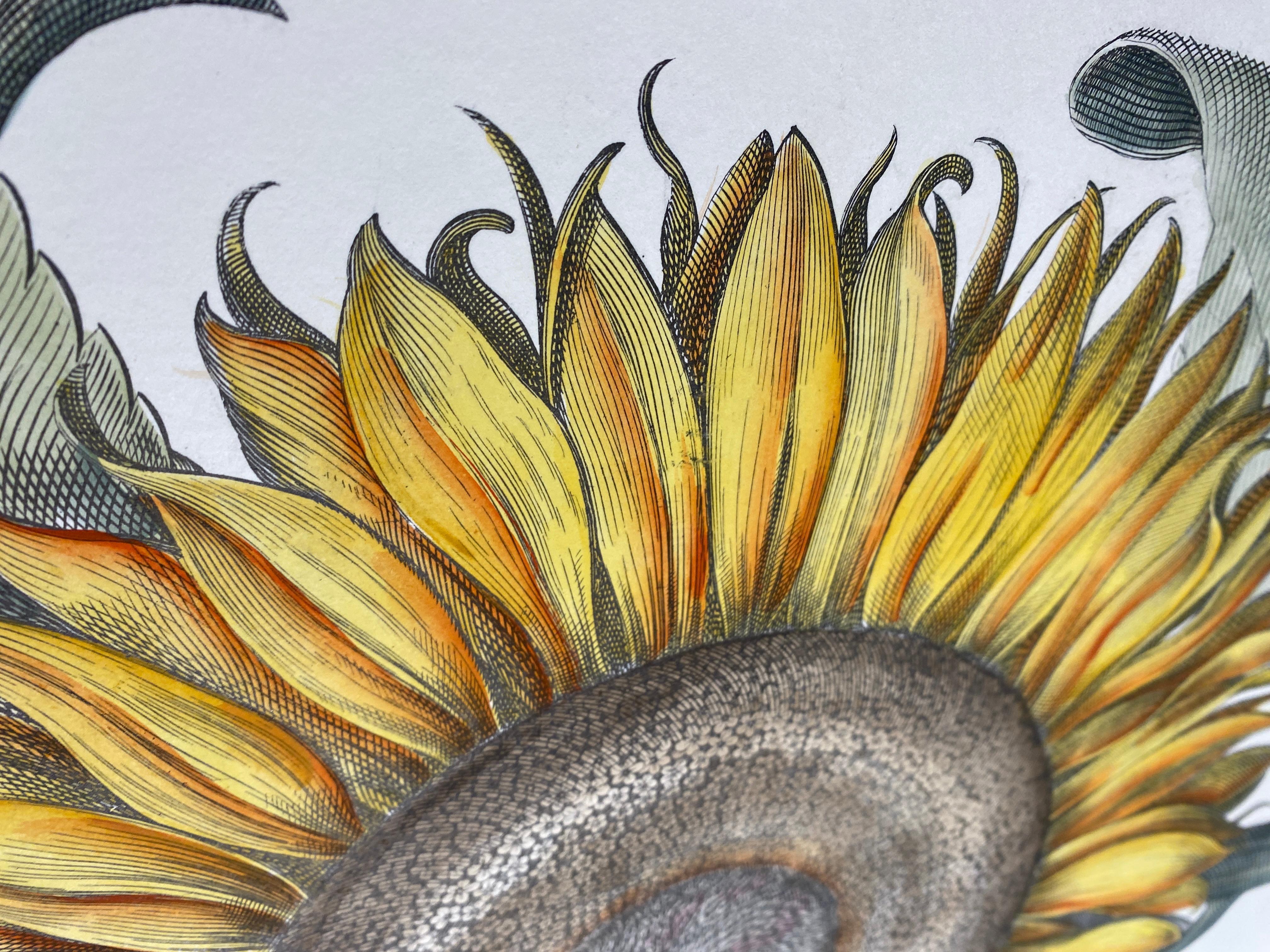 Paper Italian Contemporary Hand Painted Botanical Green Yellow Print 