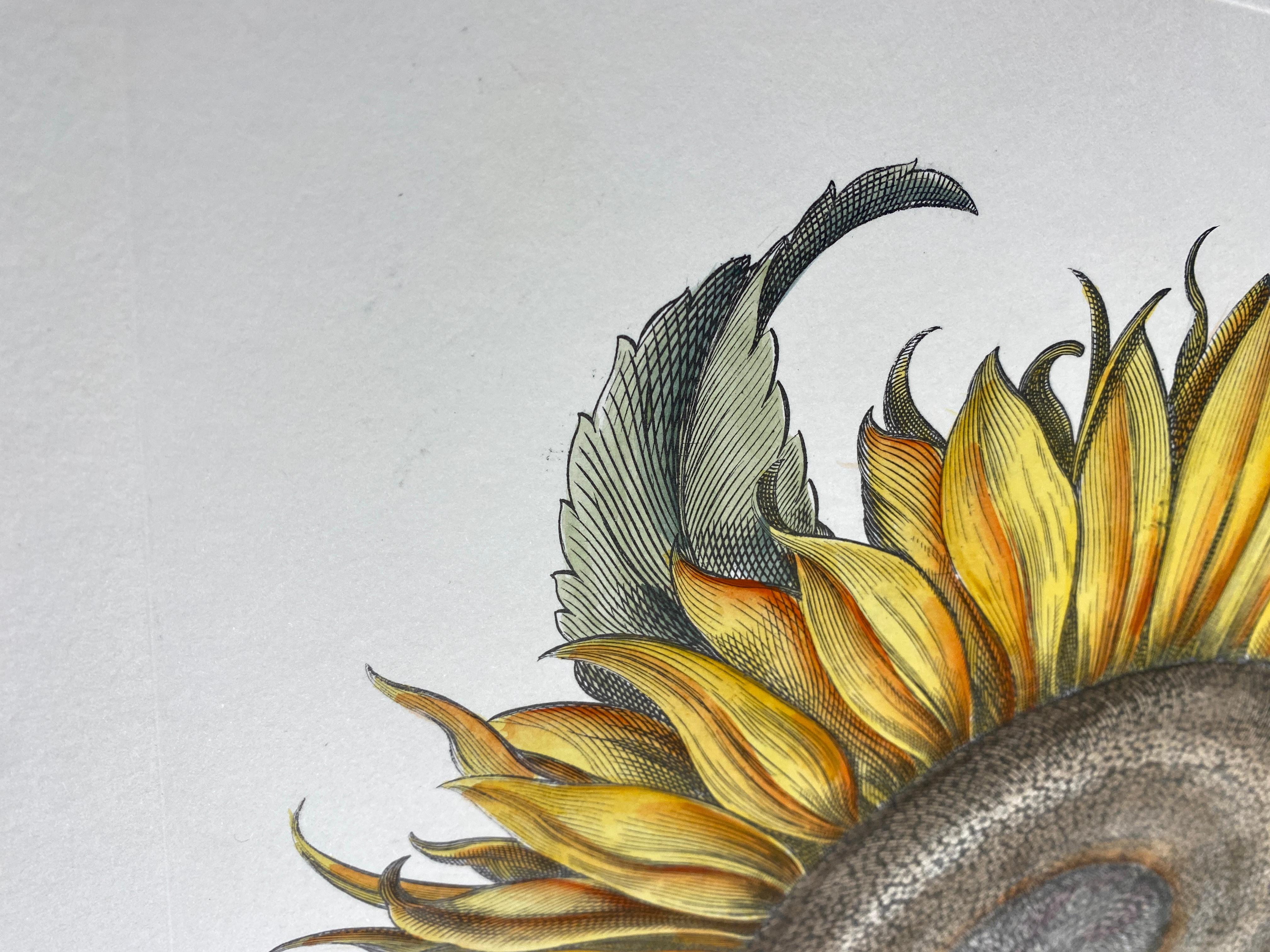 Italian Contemporary Hand Painted Botanical Green Yellow Print 