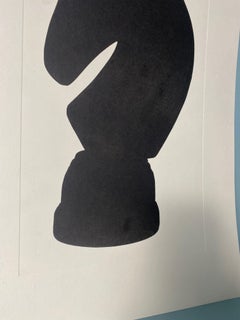 Italian Contemporary Hand Painted Chess Black Silhouette Print "Knight" 3 of 3