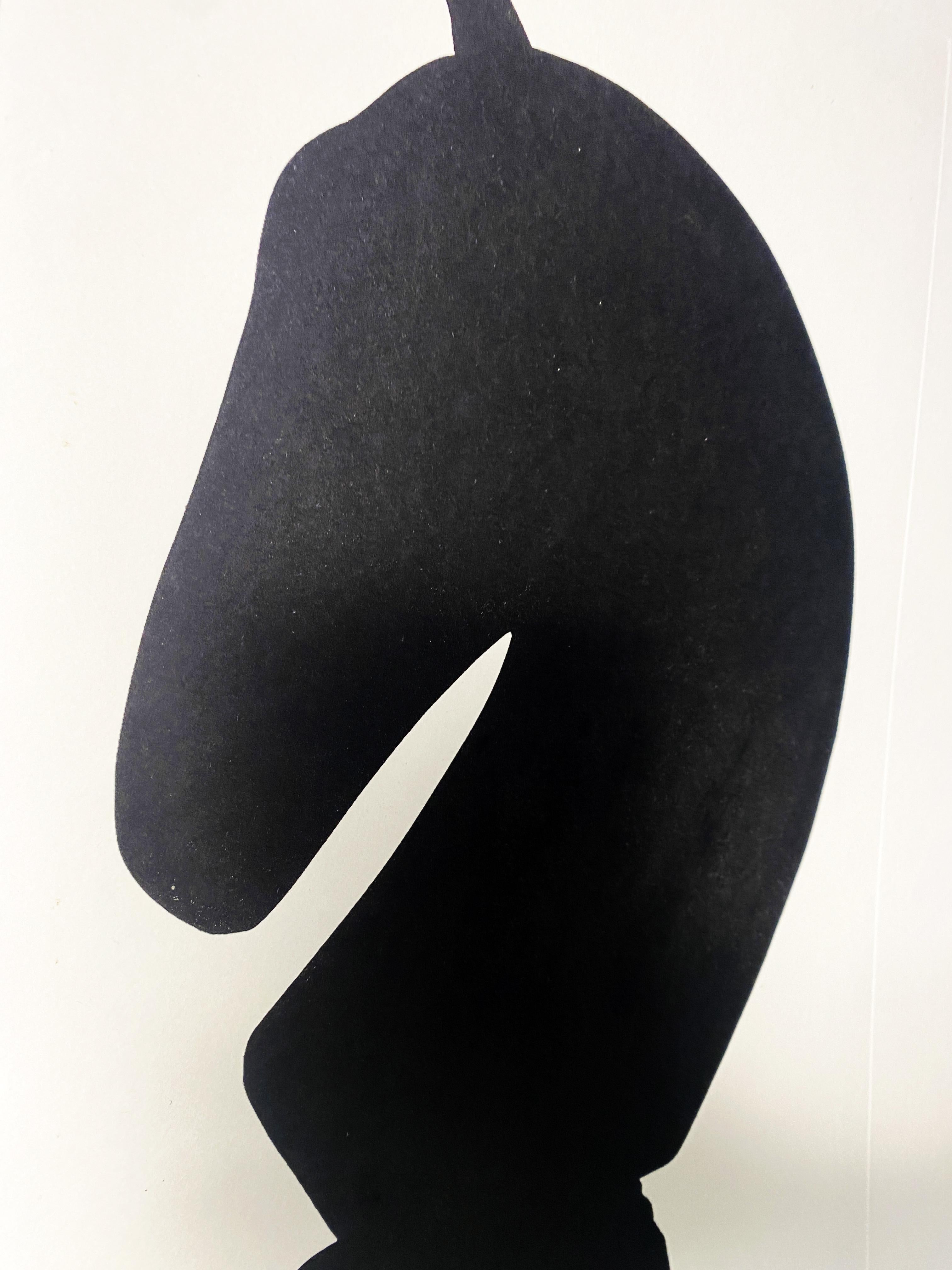Italian Contemporary Hand Painted Chess Black Silhouette Print 