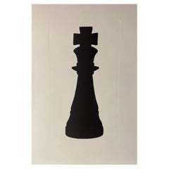 Italiano Contemporáneo Pintado a Mano Ajedrez Negro Silueta Imprimir "Rey" 1 de 3