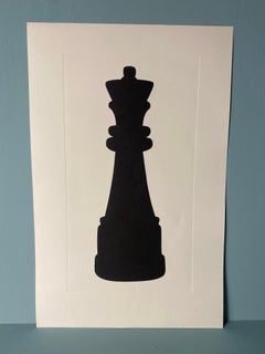Italienische Contemporary Hand gemalt Schach schwarz Silhouette Druck "Queen" 2 von 3